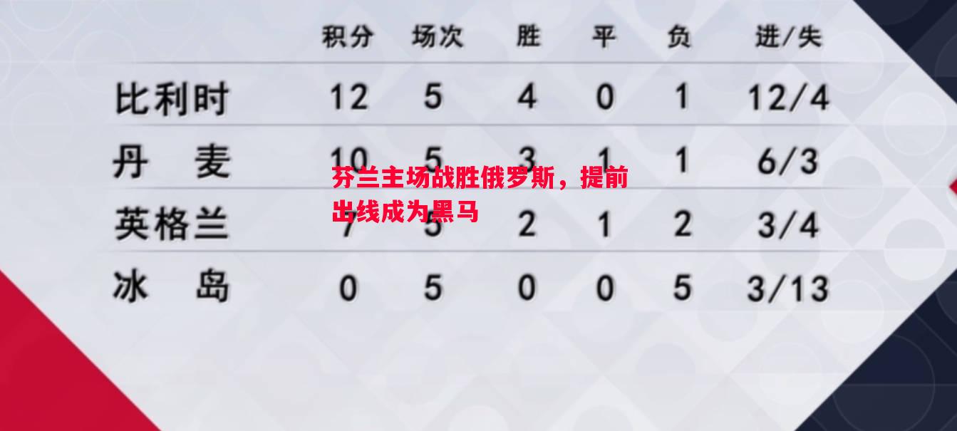芬兰主场战胜俄罗斯,提前出线成为黑马 芬兰主场战胜俄罗斯,提前出线成为黑马
